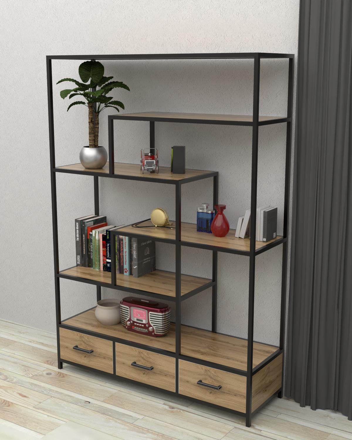 Стеллаж EcoLoft Севран DSP-1466-1 в стиле лофт Дуб Аппалачи (34963831)