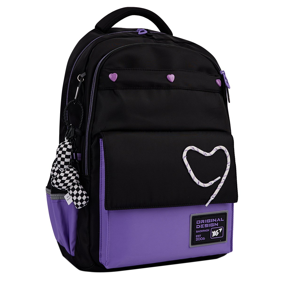 Рюкзак школьный YES TS-48 Purple Hearts 45х31x15 см Черно-фиолетовый (559923)