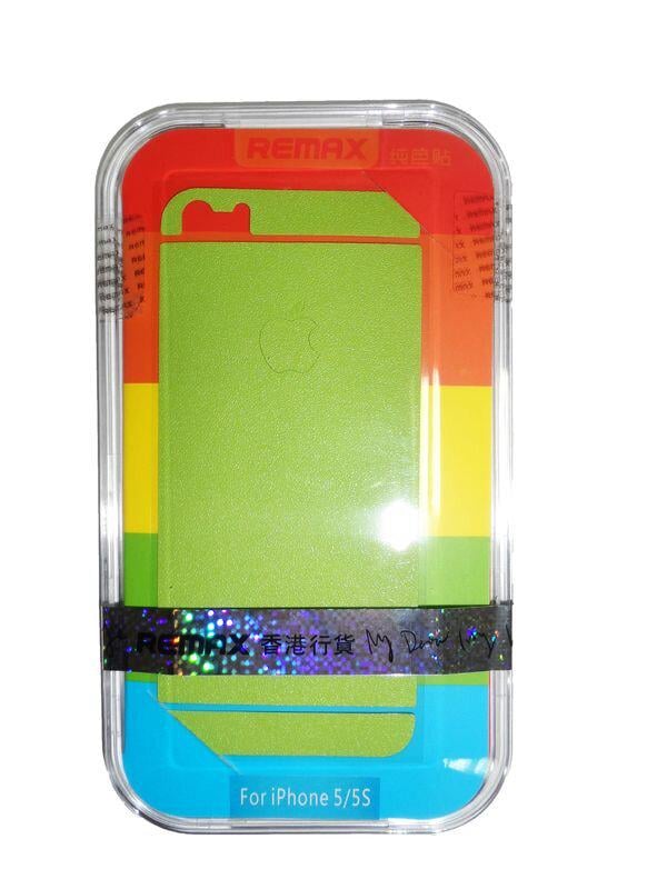Защитная пленка для телефона Remax iPhone 5 5S 5SE (front+back) Pure Sticker Green