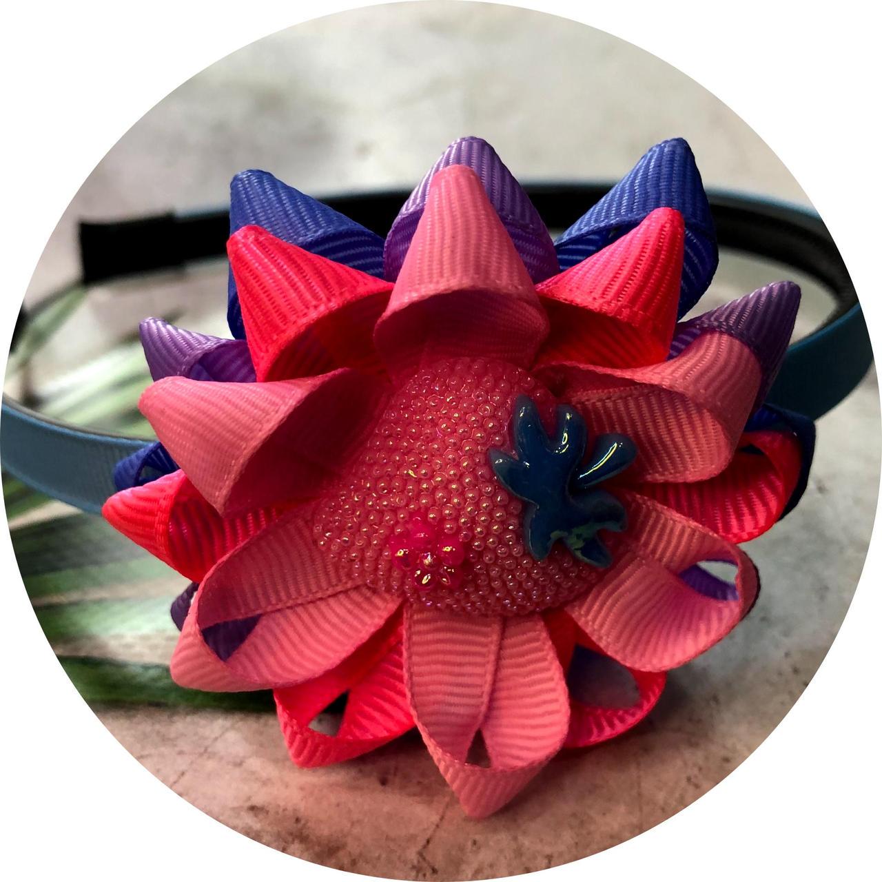 Обруч для волосся дитячий з квіткою Полуничка Рожева Обруч для волосся дитячий з квіткою Полуничка Рожева