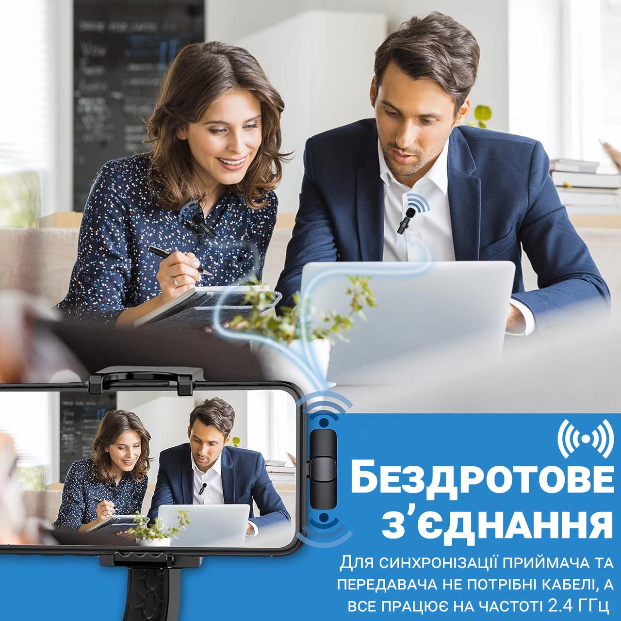 Микрофон двойной петличный беспроводной с Lightning Savetek P27-2 для iPhone/iPad/Macbook 2,4 ГГц - фото 7