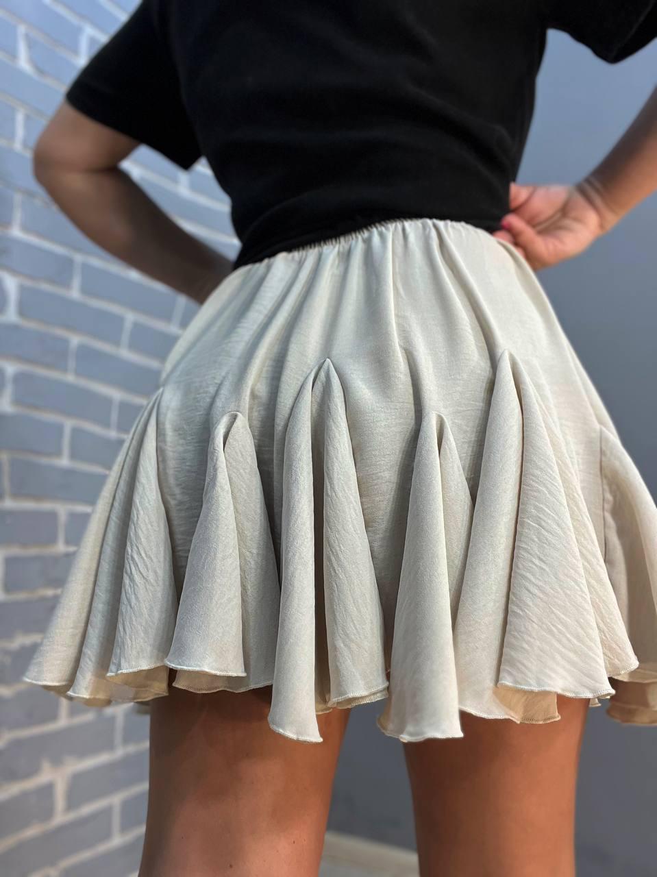 Юбка женская Fardi 286 пышная воланы короткая OS Бежевый (2152) - фото 2