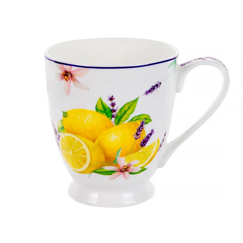 Чашка фарфоровая Lefard Лимоны с лавандой 450 мл Белый (924-758)