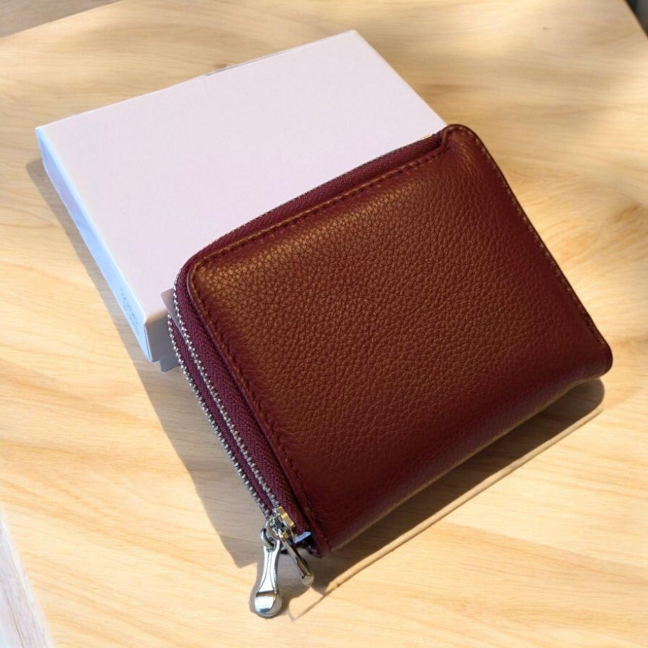 Кошелек женский кожаный маленький на магните с отделением для монет 12х10 см Вишневый (305)