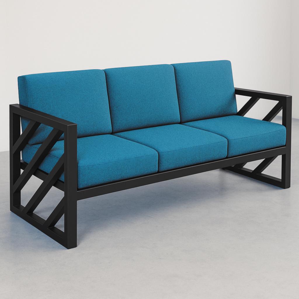 Диван металлический Tobi Sho Гранд/DV4 рогожка с подушками 6 шт. 750х1600х700 мм Бирюзовый/16