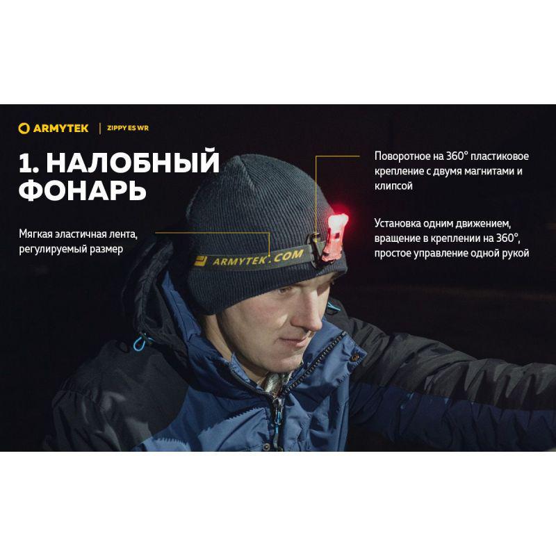 Ліхтар-брелок Armytek Zippy WR з налобним кріпленням Білий/Червоний - фото 10