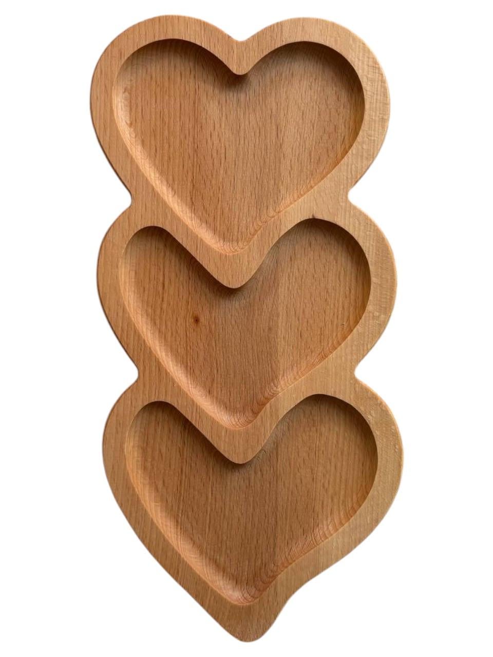 Менажница бук Сердце 3в1 34x14 см (1838720908)