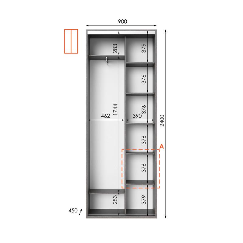 Шафа-купе Idea серія 10 90х45х240 см Венге темний (1156) - фото 2