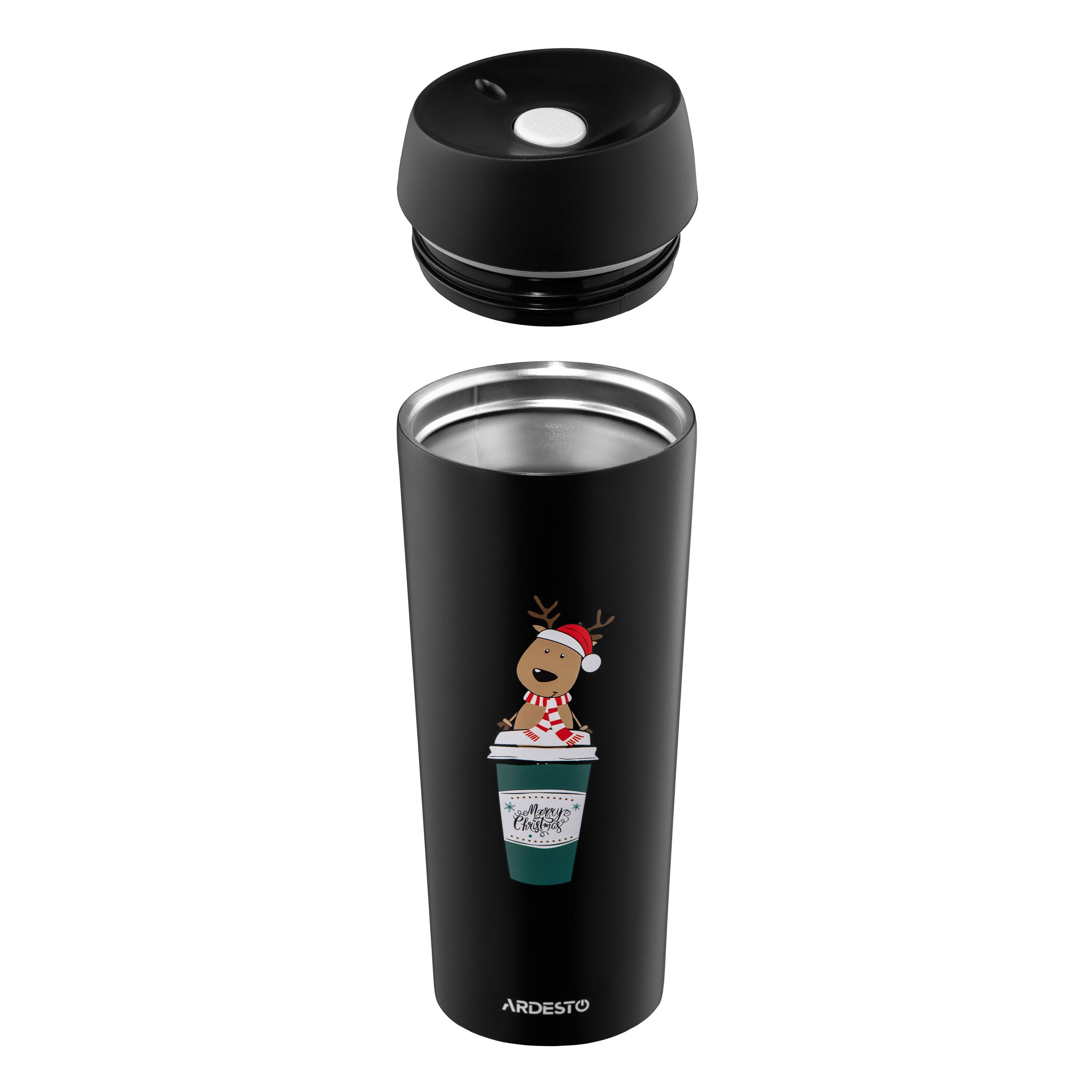 Термокружка Ardesto Coffee Time Reindeer 450 мл Черный (AR2645RN) - фото 4 Термокружка Ardesto Coffee Time Reindeer 450 мл Черный (AR2645RN) - фото 4