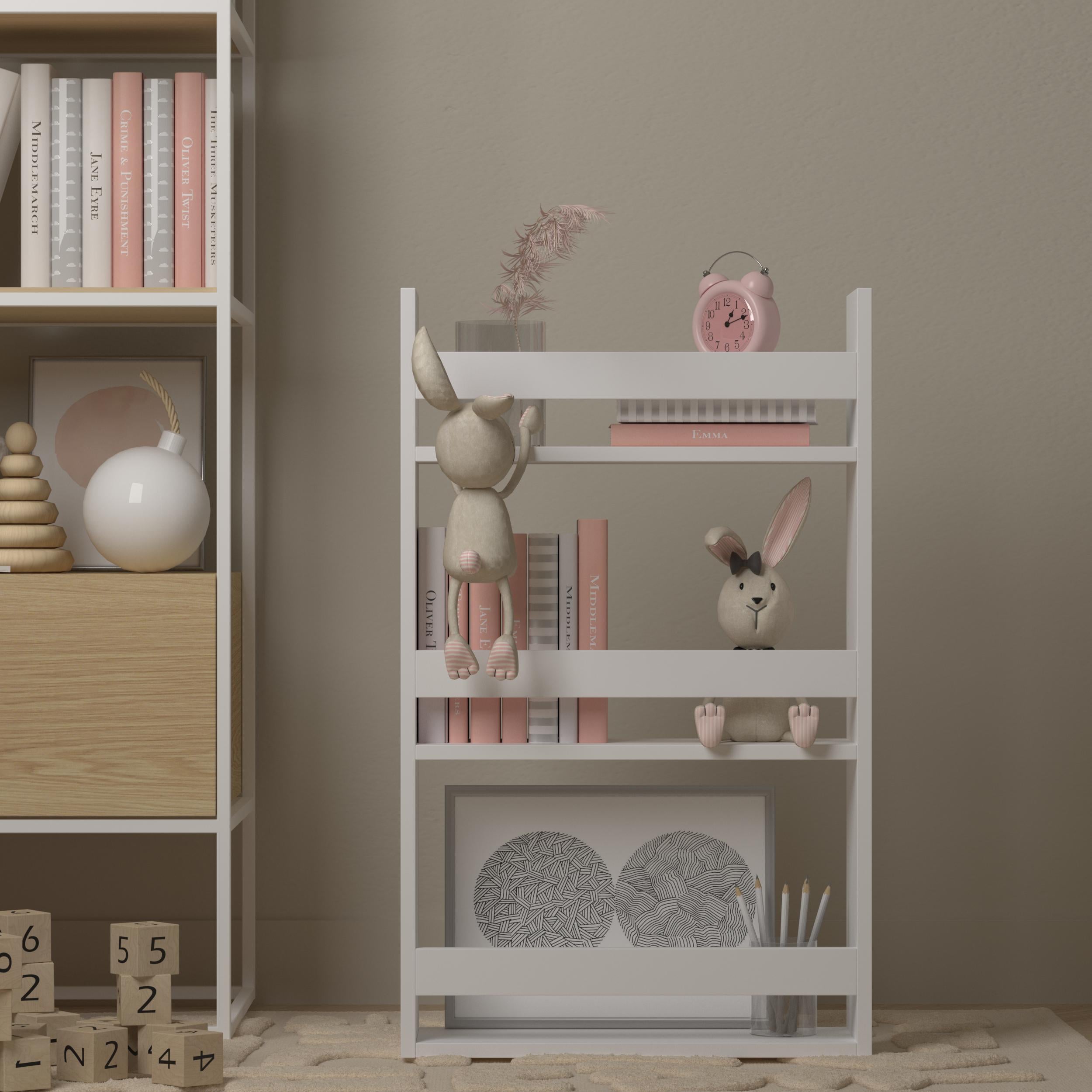 Полочка детская с рейкой-ограничителем в детскую комнату 500х900х150 мм Белый (DP-4)