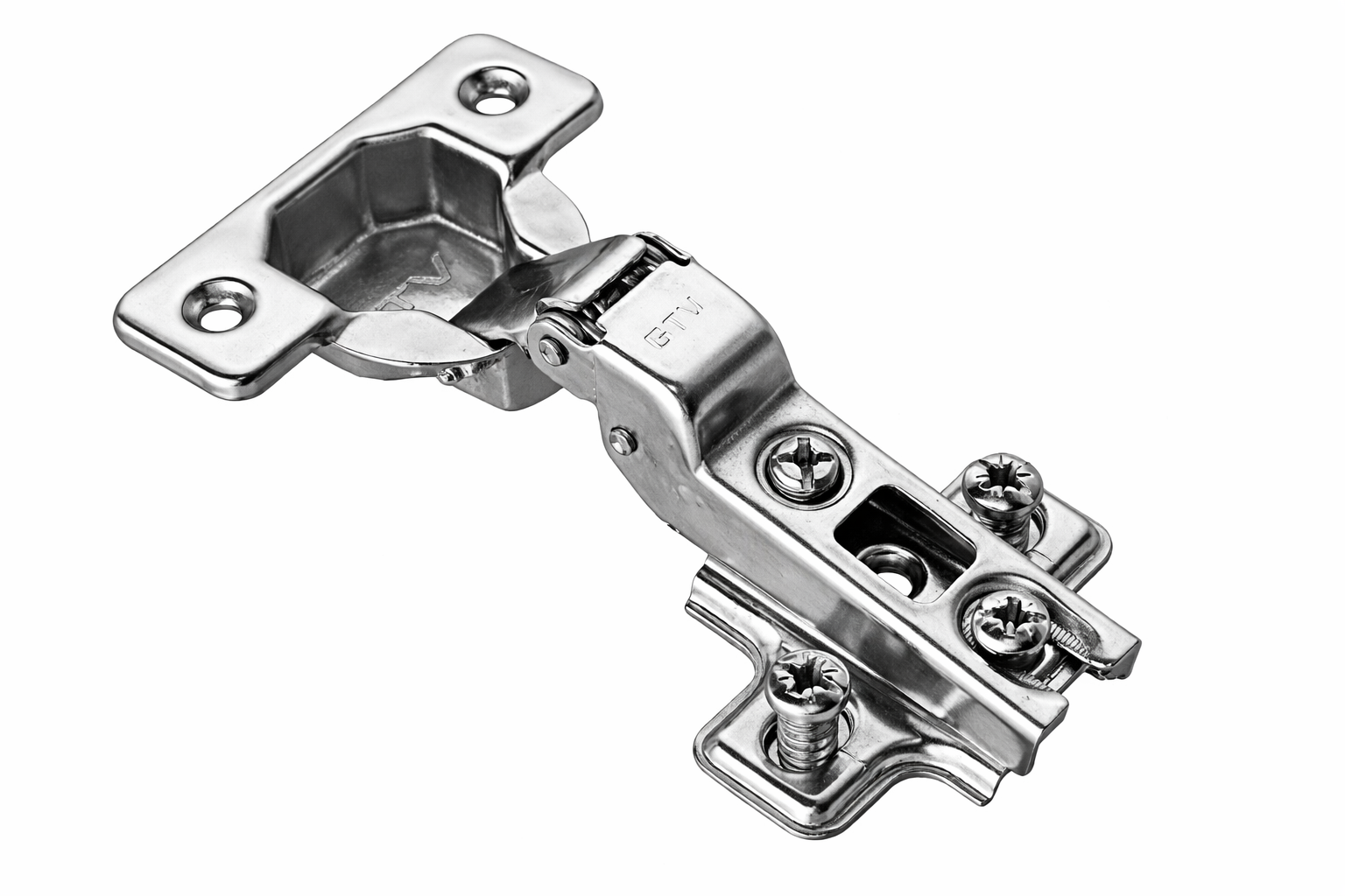 Петля GTV напівнакладна 110° Clip-On D 35 мм з доводчиком для ДСП Нікель (MP0006)