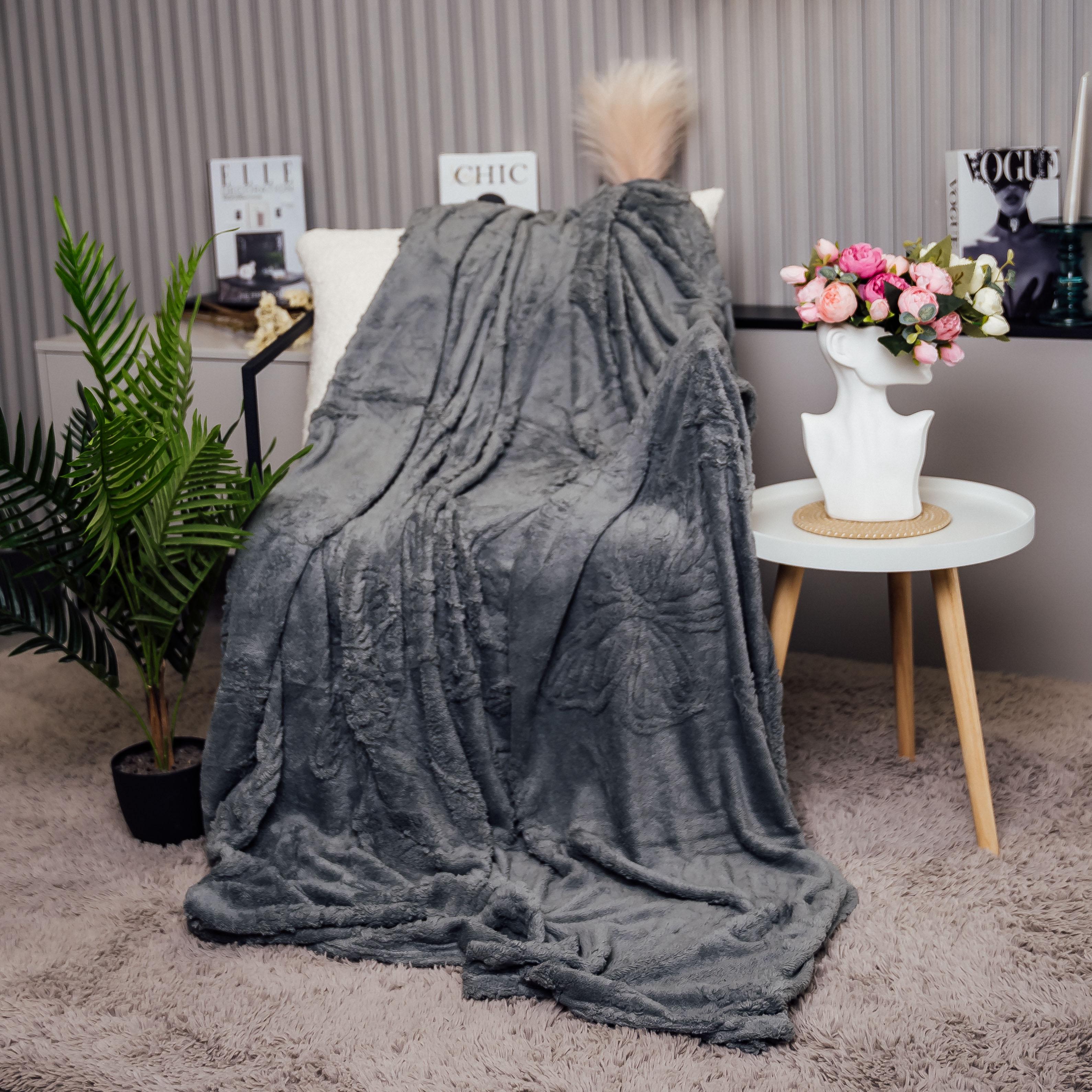 Плед Летающая бабочка полуторный 150х210 см Серый (87258)