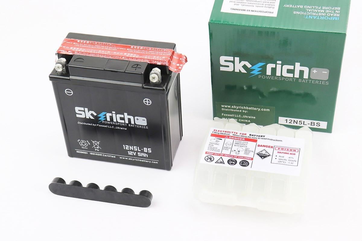 Акумулятор для мотоцикла кислотний Skyrich 12V 5 Ah 12N5L-BS