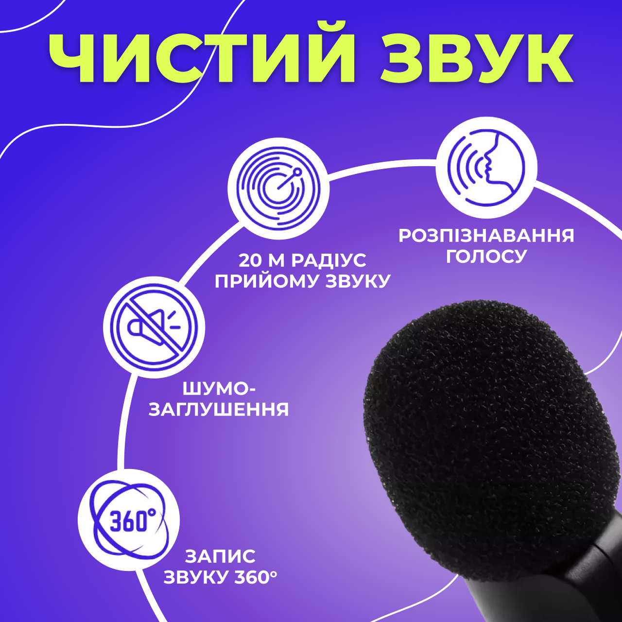 Мікрофон петличний бездротовий із записом звуку та шумозаглушенням Чорний - фото 5 Мікрофон петличний бездротовий із записом звуку та шумозаглушенням Чорний - фото 5