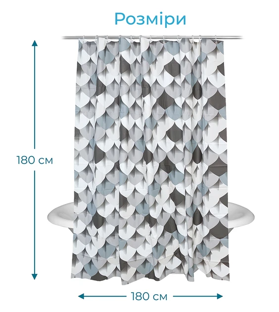 Шторка для ванной комнаты Woko HOLLY с 12 кольцами 180х180 см (WK7532A) - фото 2