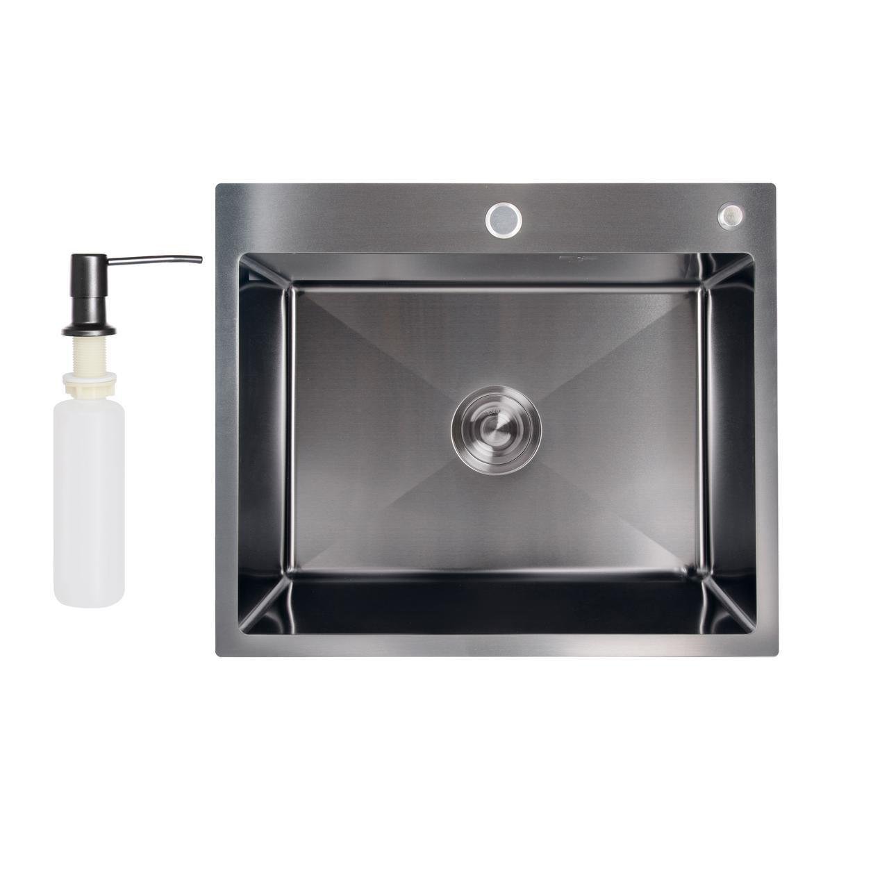 Мийка для кухні інтегрована Lidz Handmade H6050B LDH6050BPVD43621 3,0/1,0 мм Brushed Black PVD Мийка для кухні інтегрована Lidz Handmade H6050B LDH6050BPVD43621 3,0/1,0 мм Brushed Black PVD