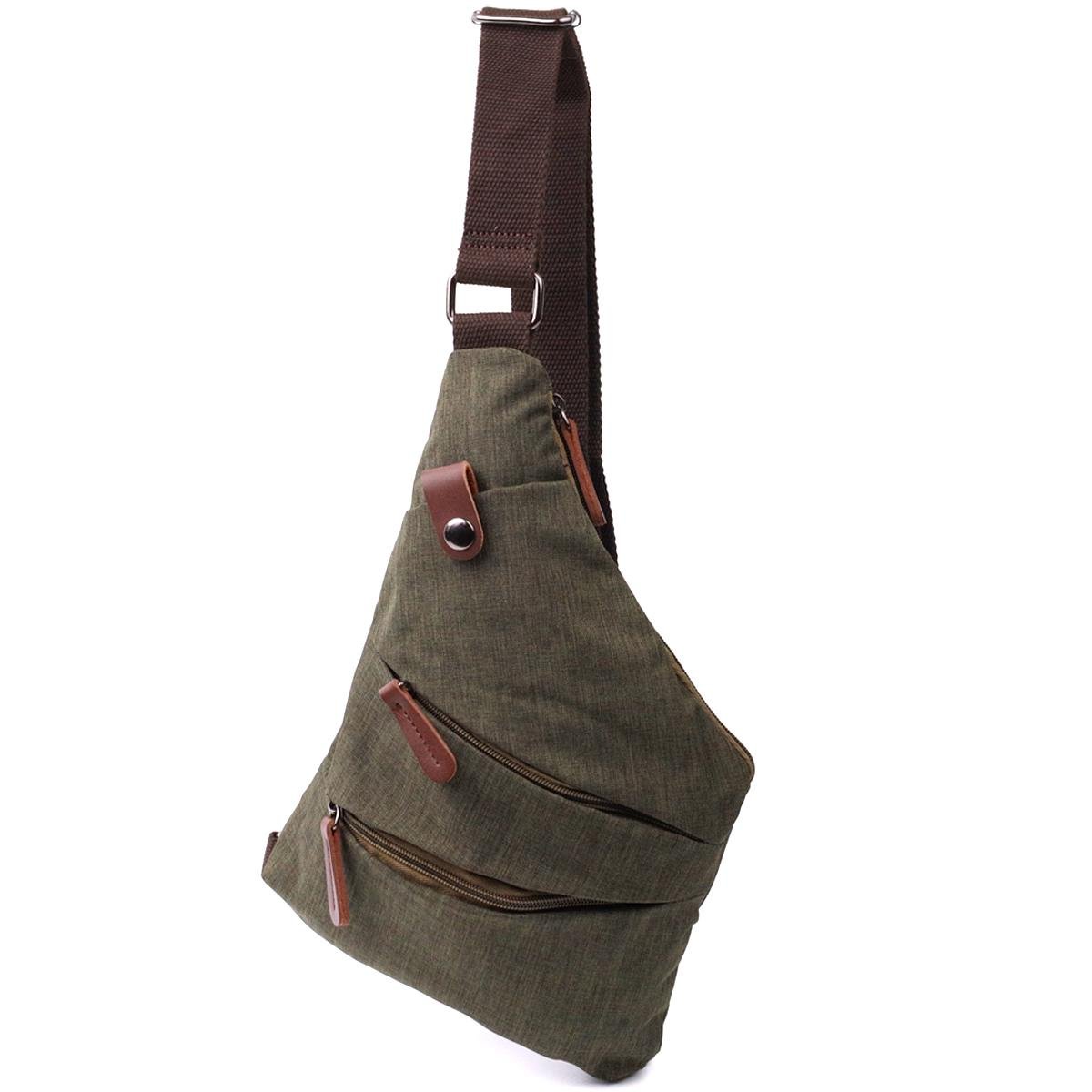 Мужская сумка через плечо Vintage Bag 22197 из текстиля Оливковый