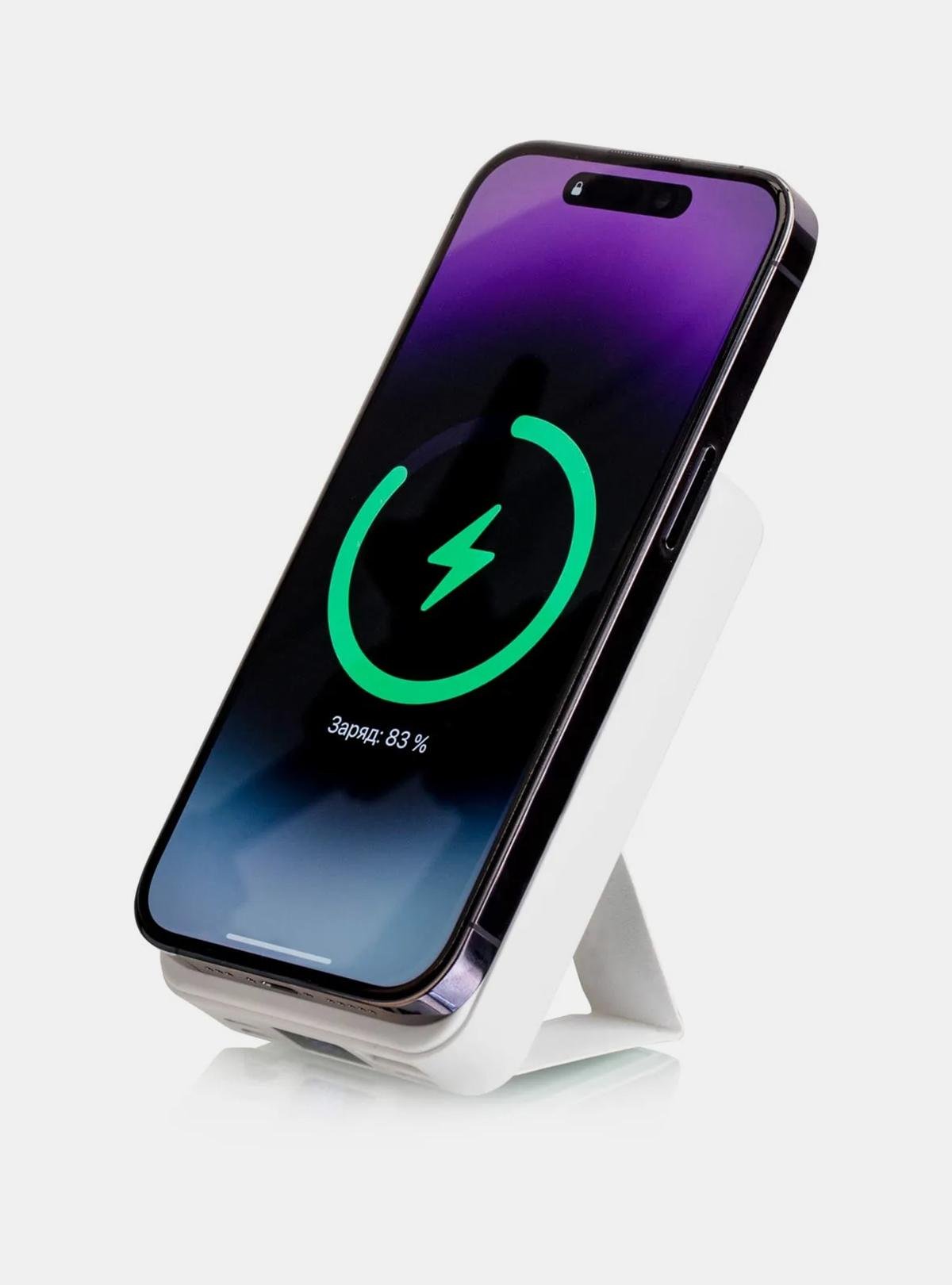 Повербанк OnePro з magsafe та кабелями Type-C Lighthing 10000 mah Білий (73741) - фото 10