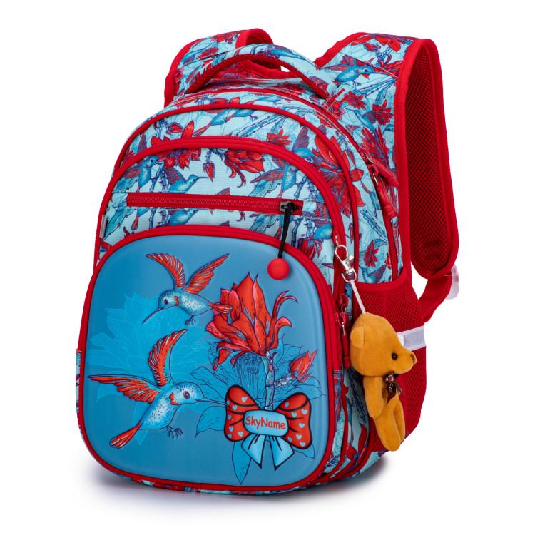 Школьный рюкзак для девочки Winner One SkyName 1-4 класс 6-10 лет Красный с голубым (R3-244)