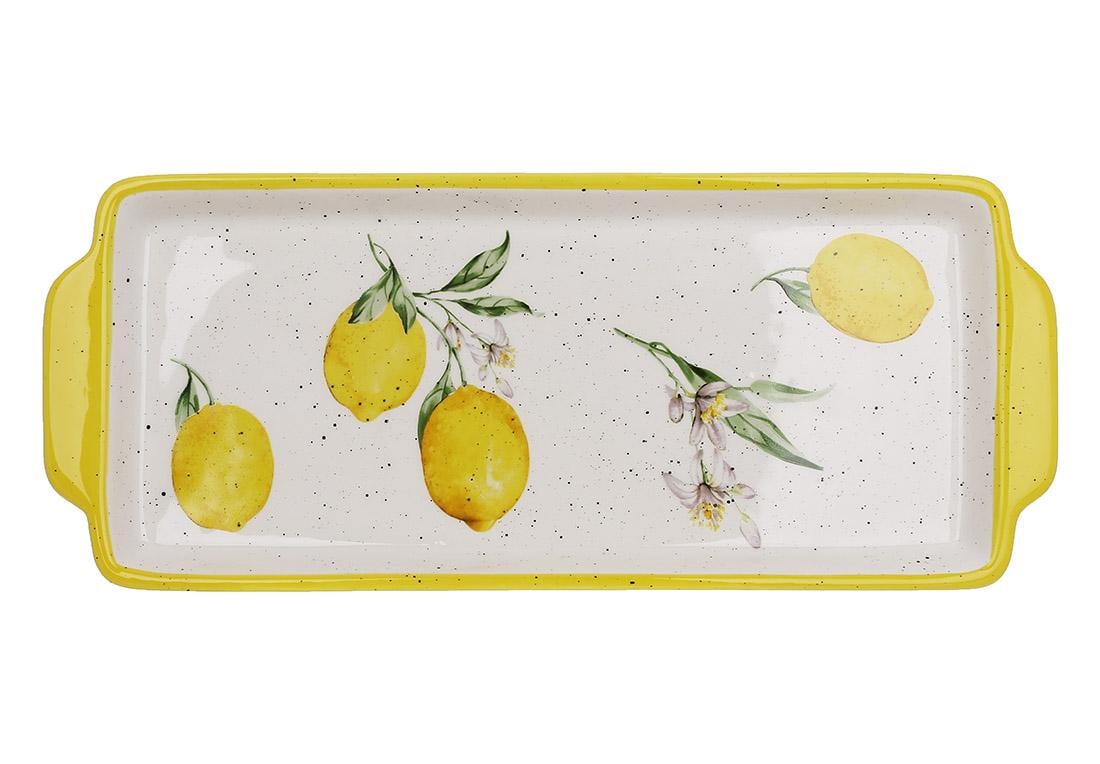 Блюдо прямоугольное керамическое Сочные лимоны 31,5x12,5x2,5 см (DM001-LM)