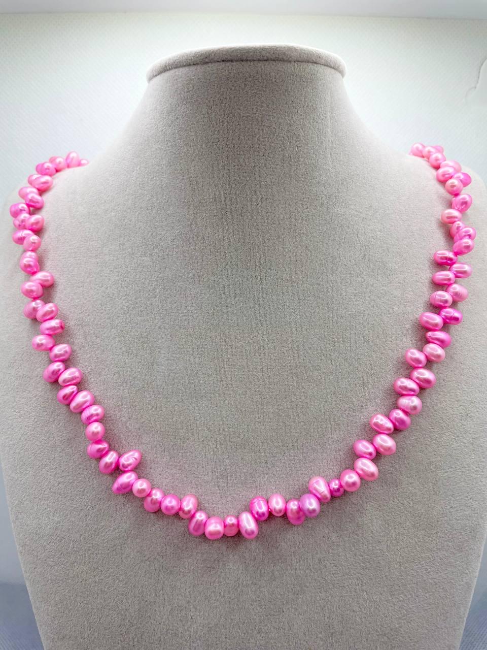 Бусы жемчуг тонированный 45 см Розовый (9253)