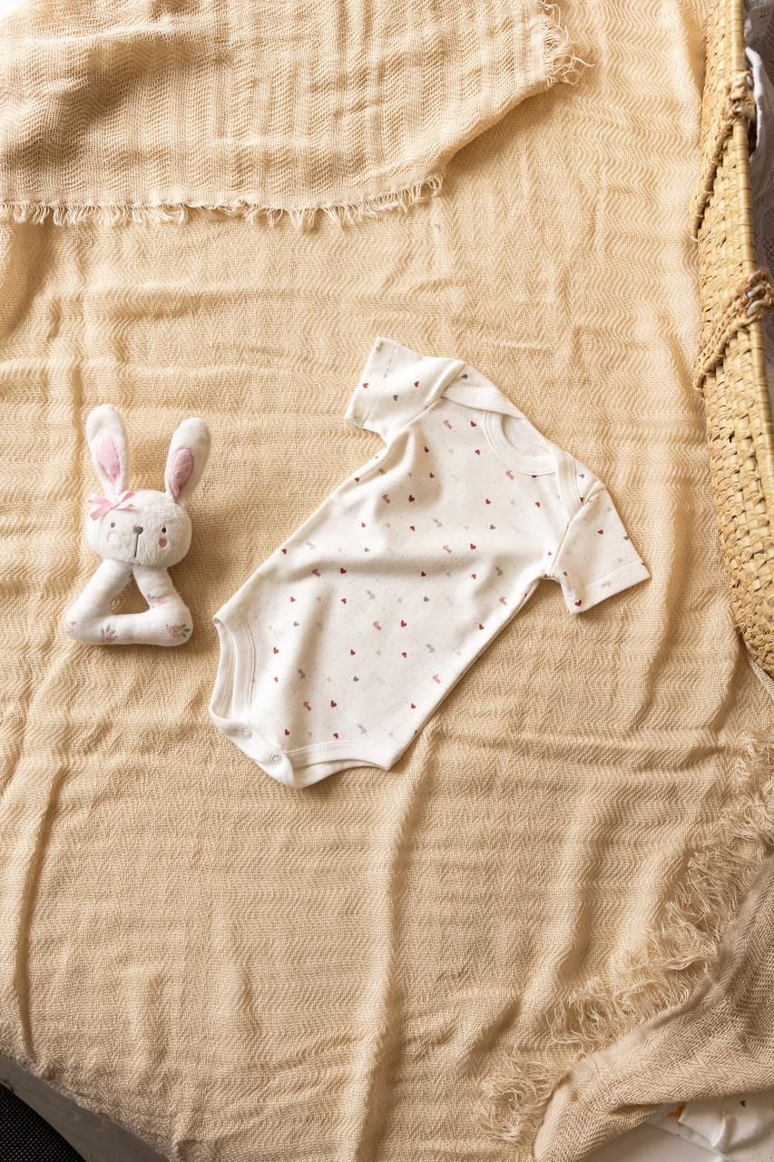 Боди интерлок короткий рукав Сердечка 86 см (2630372287)