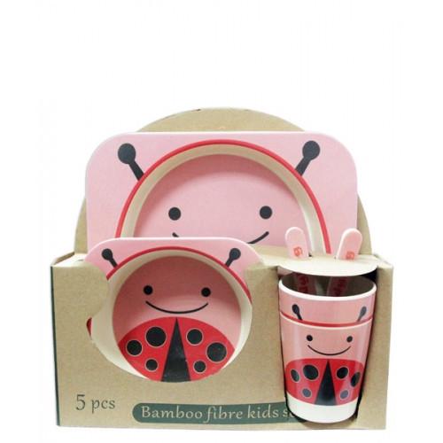 Набор детской бамбуковой посуды Stenson MH-2770-4 божья коровка 5 пр. - фото 2 Набор детской бамбуковой посуды Stenson MH-2770-4 божья коровка 5 пр. - фото 2