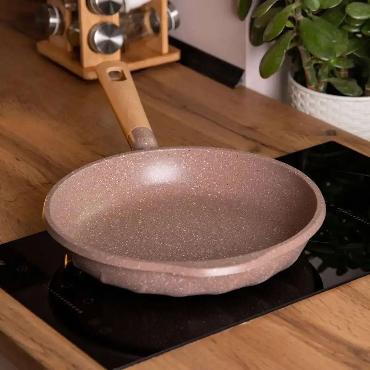 Мраморная сковорода MGC антипригарное покрытие 1,8 л 24 см Кофейный (HP-4-418CO)