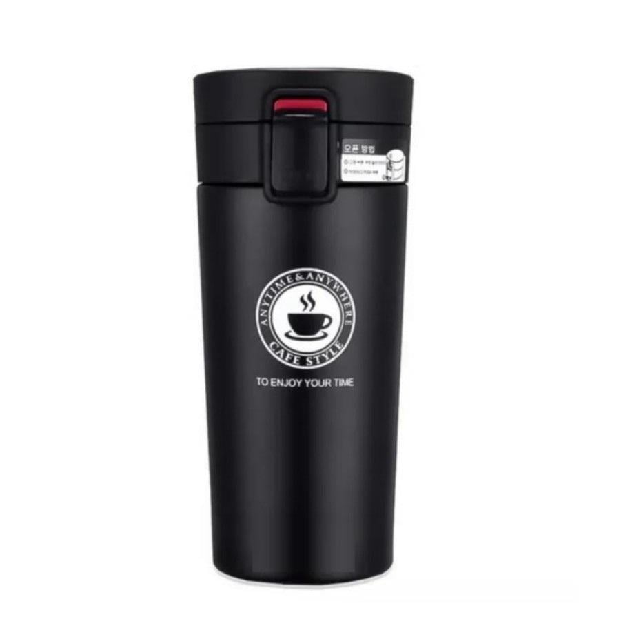 Термочашка двухслойная Vacuum Cup нержавеющая сталь с крышкой и поилкой 380 мл Черный (29548880)