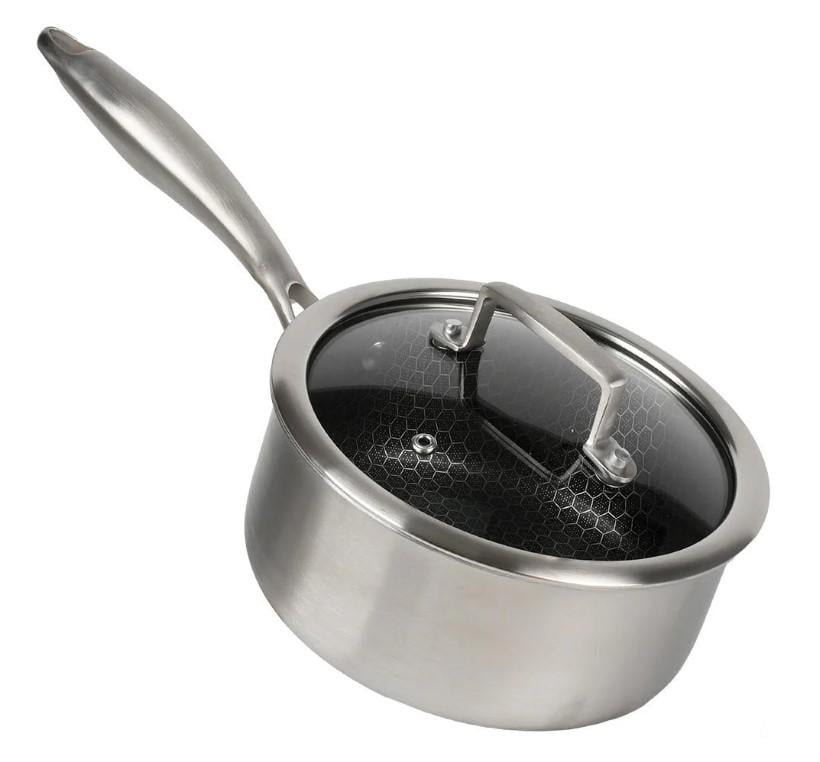 Ковш с антипригарным покрытием с крышкой Соты 2,8 л d20х9 см индукционное дно (10384-20)