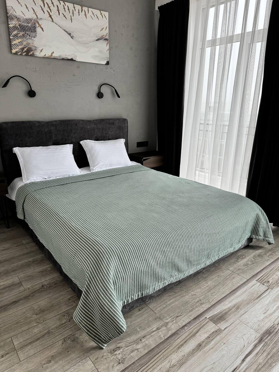 Плед хлопковый Косичка комбинированная 220x230 см Ментоловый (11812-F7-220x230cm) - фото 2 Плед хлопковый Косичка комбинированная 220x230 см Ментоловый (11812-F7-220x230cm) - фото 2