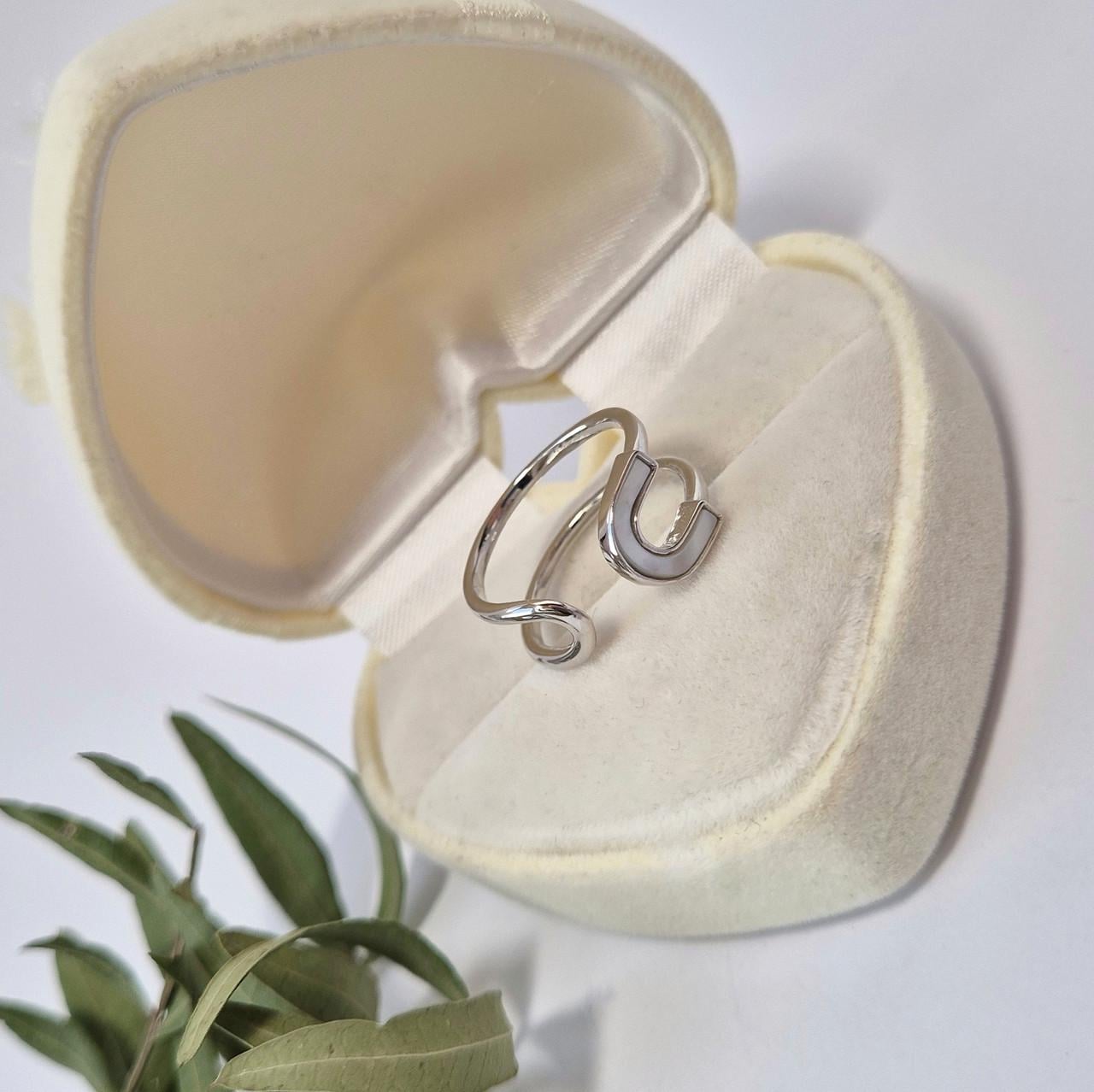 Кольцо серебряное Булавка с перламутром р. 17 925 проба родованное 6895рк 2,50 г (2968086704)