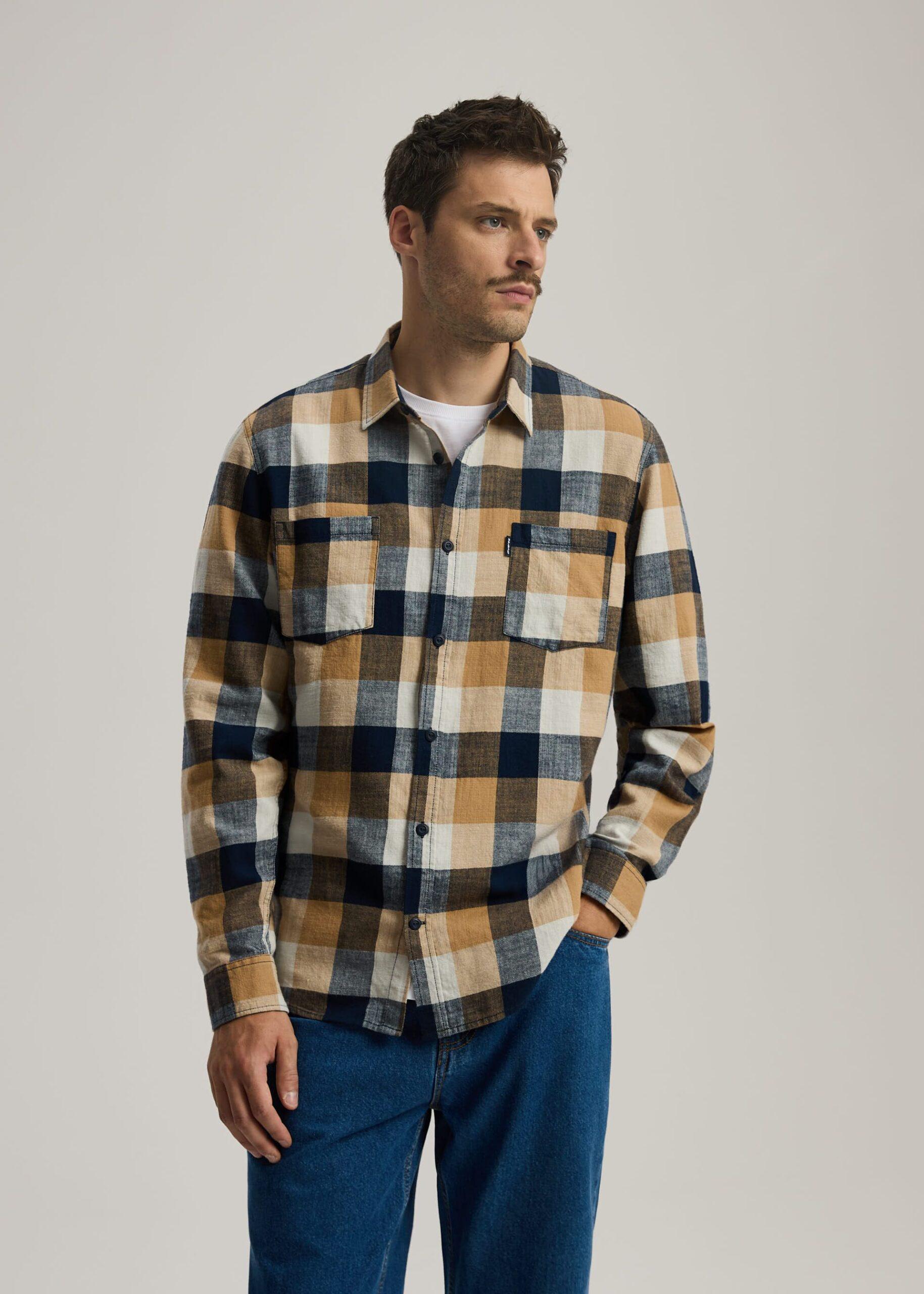 Рубашка клетчатая мужская Diverse JAGGER 255 M Темно-синий/Бежевый (5905384188120)