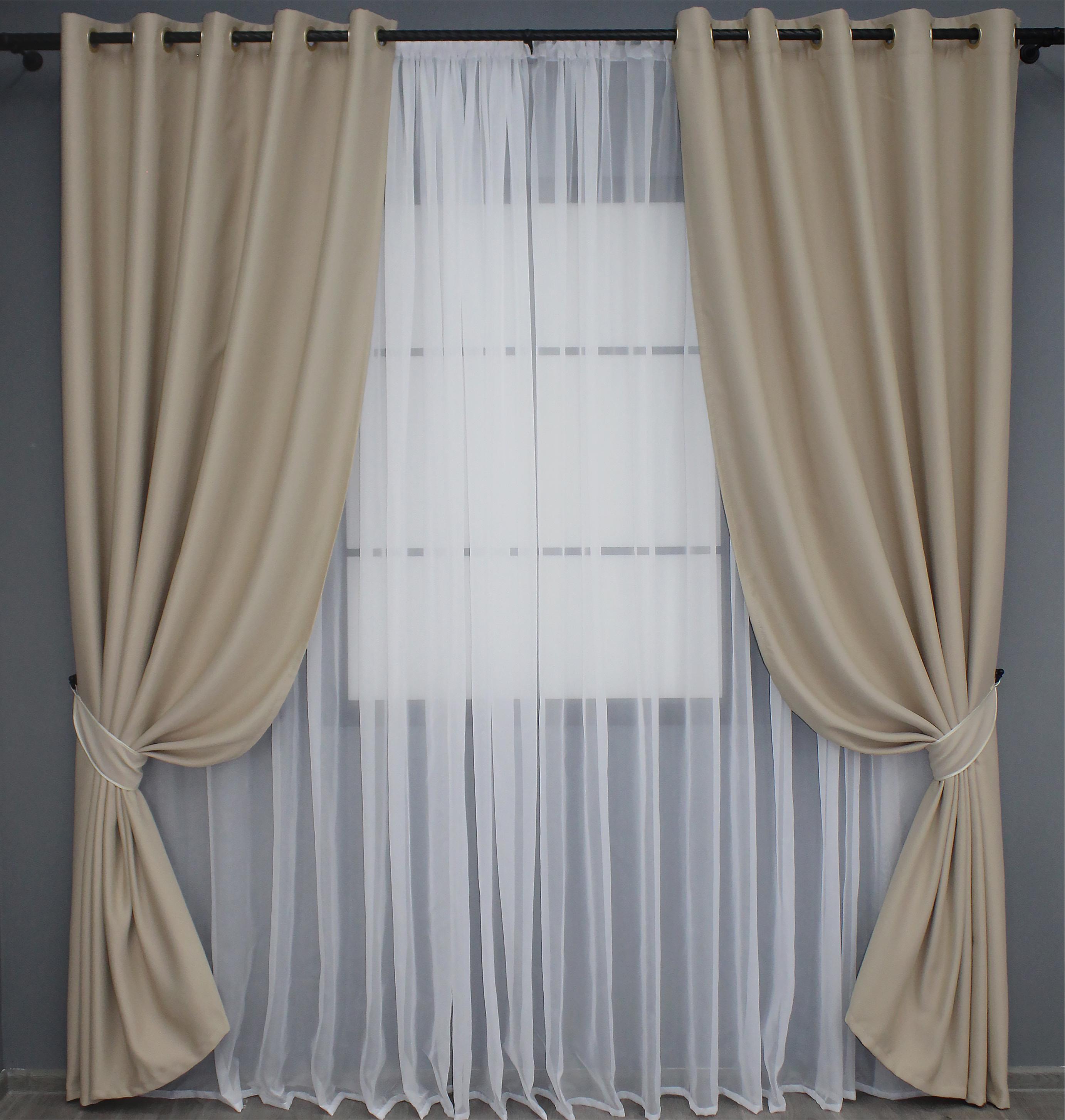 Комплект штор на люверсах VR-Textil Блекаут Bagema Rvs № 1240ш 150х250 см 2 шт. Бежевий (37-0016) - фото 1 Комплект штор на люверсах VR-Textil Блекаут Bagema Rvs № 1240ш 150х250 см 2 шт. Бежевий (37-0016) - фото 1