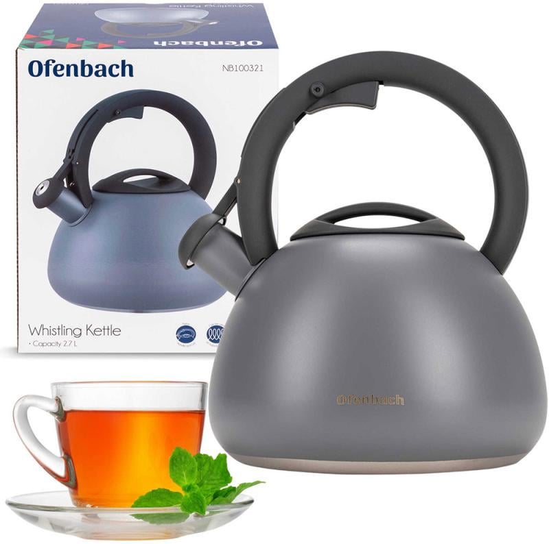 Чайник Ofenbach нержавеющая сталь со свистком 2,7 л Серый матовый (NB-100321) - фото 5 Чайник Ofenbach нержавеющая сталь со свистком 2,7 л Серый матовый (NB-100321) - фото 5