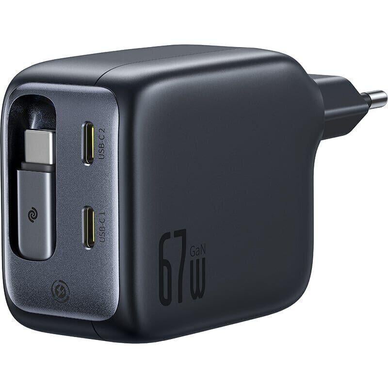 Зарядний пристрій мережевий BASEUS EnerCore CJ11 Fast Charger 3Type-C 67W with Retractable Cable E0121E00 Black