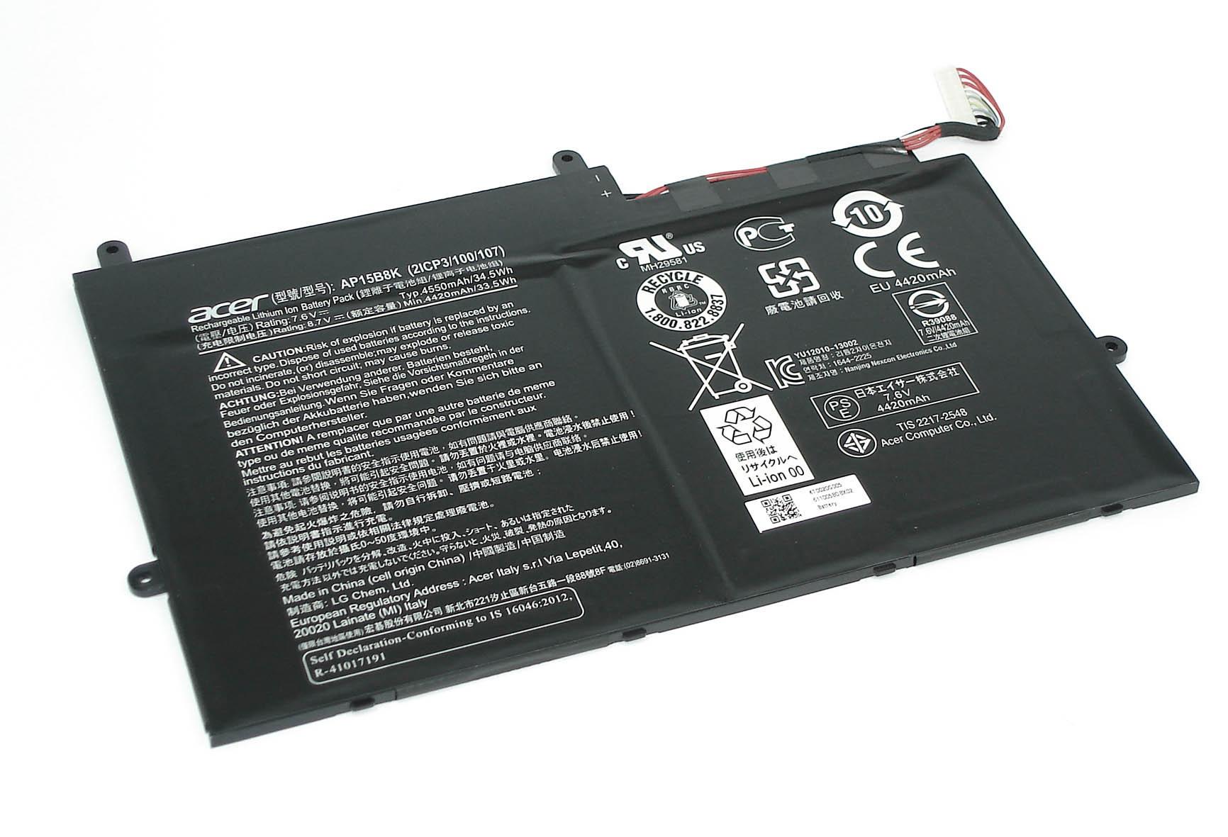 Аккумулятор для ноутбука Acer AP15B8K Aspire Switch 11 SW5-173 7,6V 4400 mAh Black