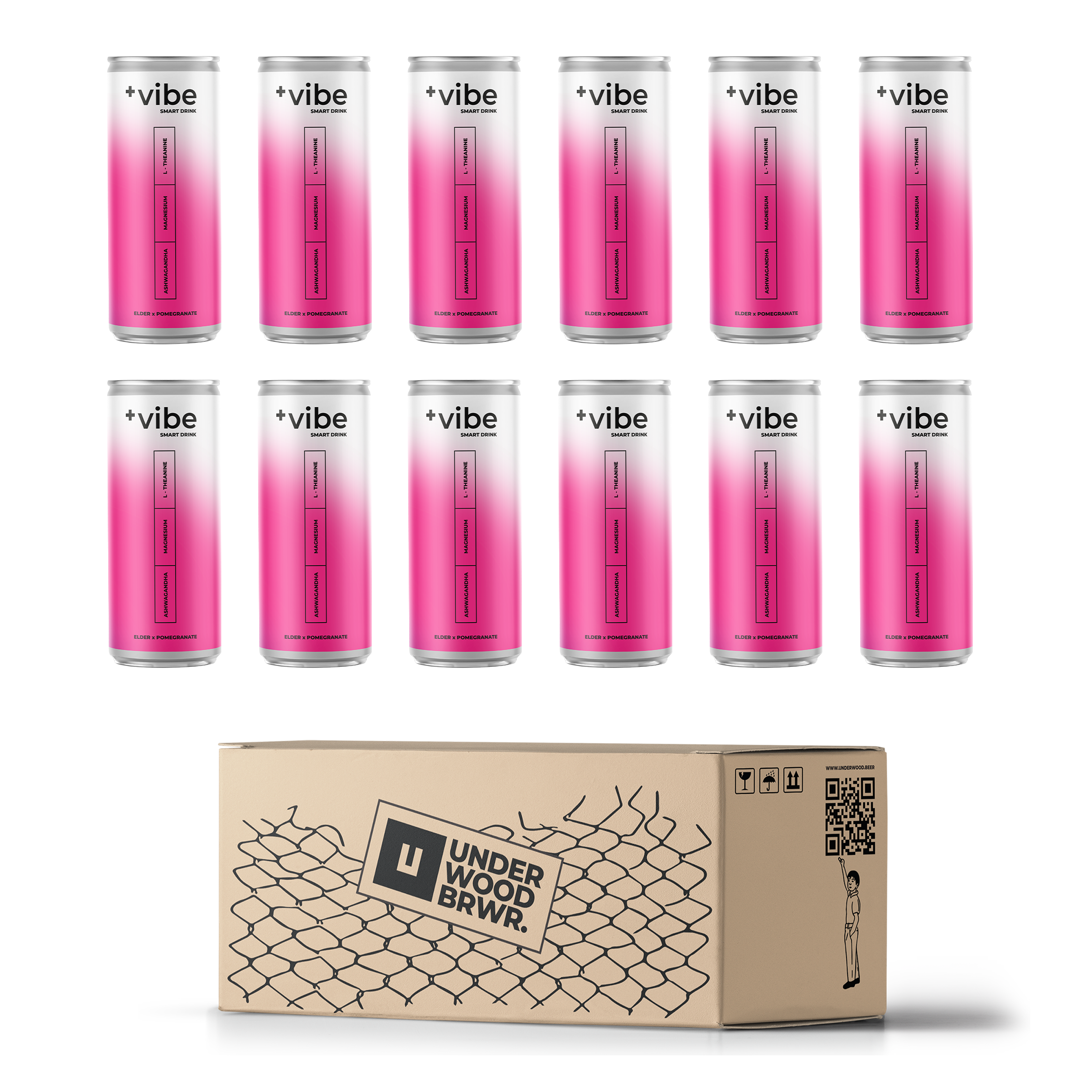 Лимонад безалкогольний соковмісний Underwood Brewery Soda PLUS VIBE Elder x Pomegranate натуральний 0,33 л 12 шт. (260516)