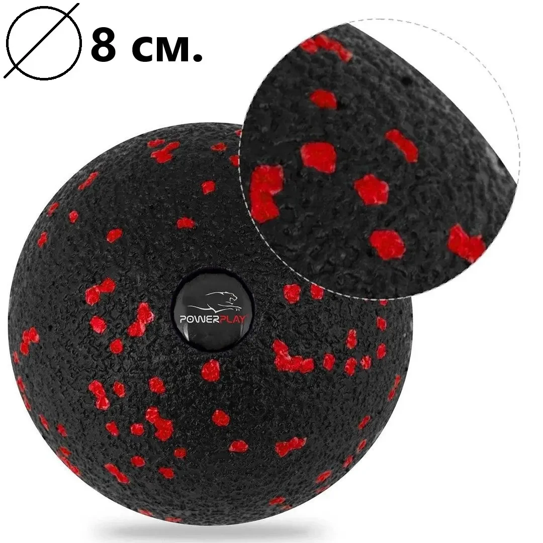 М'яч масажний PowerPlay PP-4350 Epp Massage Ball Чорний/Красний - фото 4