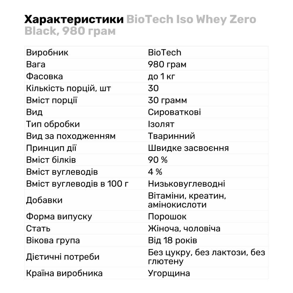 Протеїн BioTech Iso Whey Zero Black 908 г Ваніль (4977V9053) - фото 2