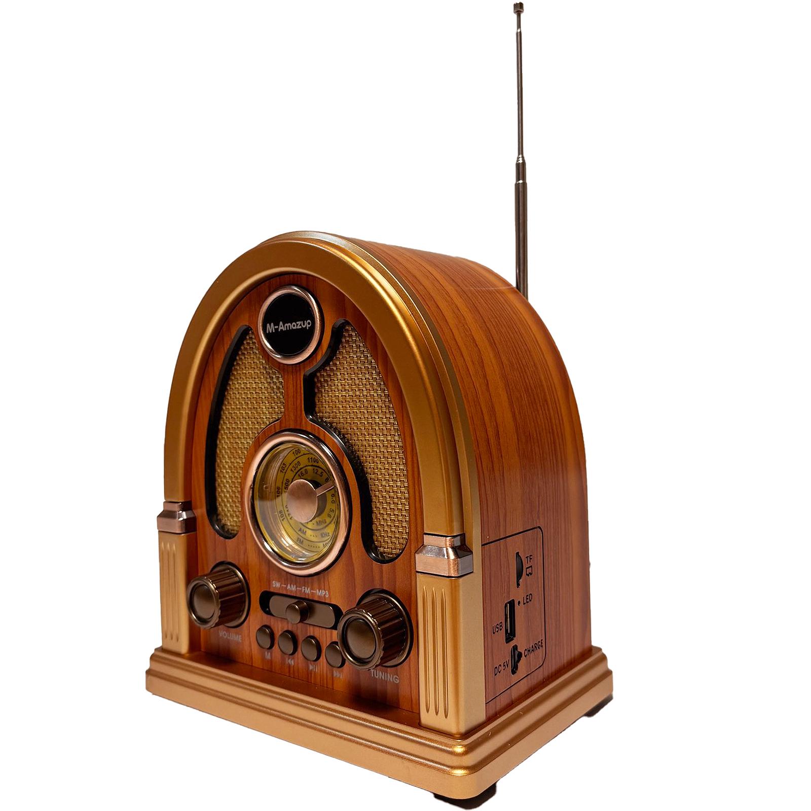 Радиоприемник винтажный M-Amazup RD-X7 Ретро AM/FM/SW Bluetooth USB-зарядка и аккумулятор Light Brown (24086716) - фото 2 Радиоприемник винтажный M-Amazup RD-X7 Ретро AM/FM/SW Bluetooth USB-зарядка и аккумулятор Light Brown (24086716) - фото 2