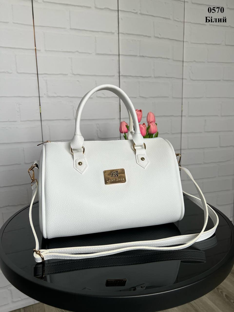 Сумка бочонок женская через плечо большая вместительная с плечевым ремнем экокожа 32х21х19 см Белый - фото 3 Сумка бочонок женская через плечо большая вместительная с плечевым ремнем экокожа 32х21х19 см Белый - фото 3