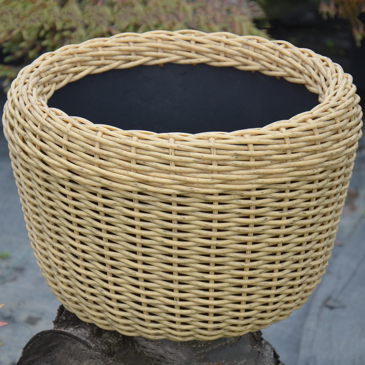 Кашпо велике для рослин та квітів з штучного ротангу/ручної роботи 45 л Світле дерево (12343574) - фото 3