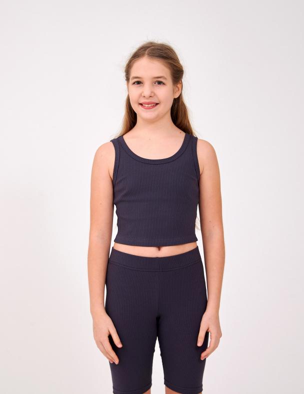 Майка для девочки Smil Рубчик 122 см Графитовый (110876-1)