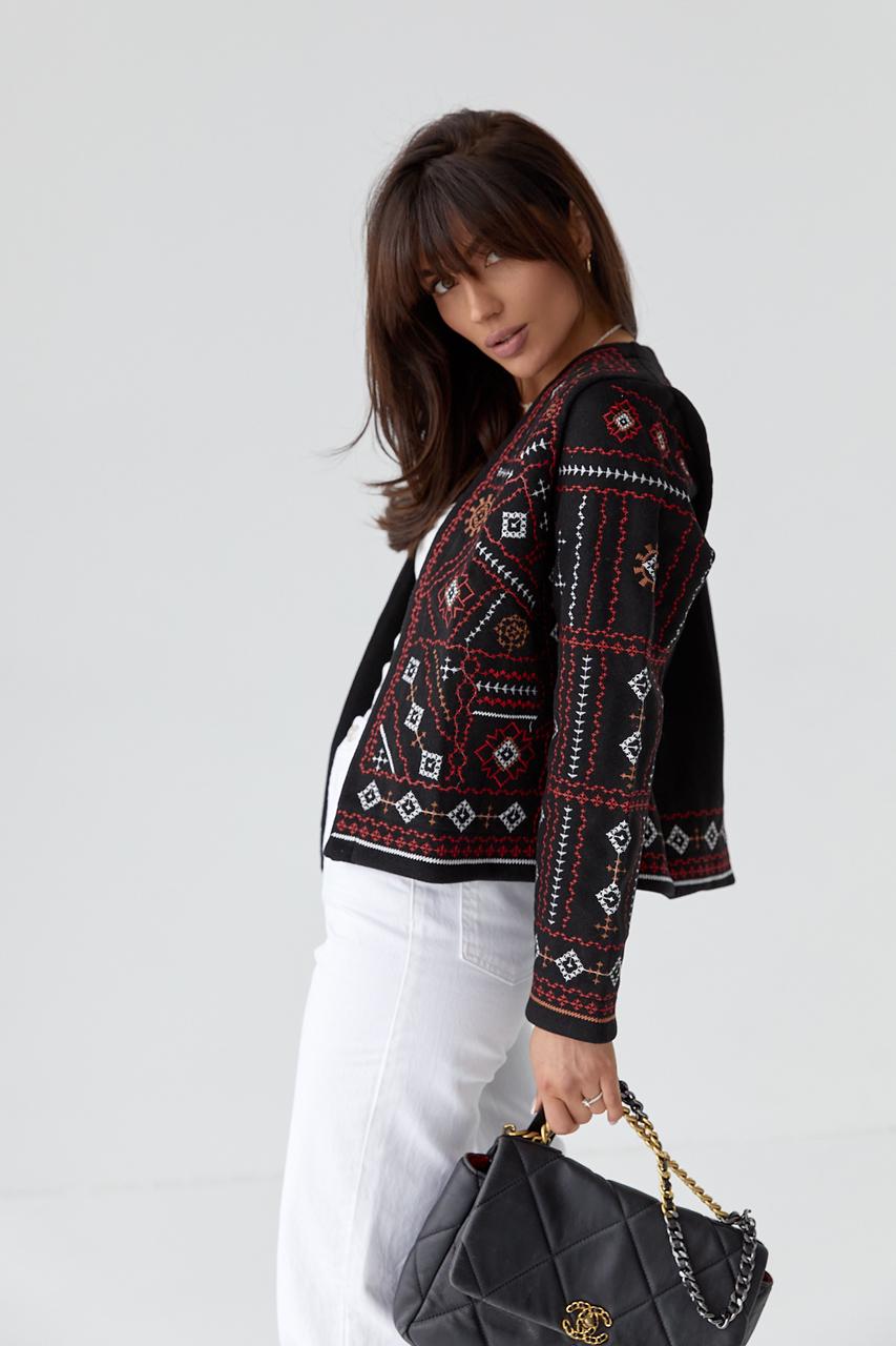 Піджак із вишивкою без застібки M Чорний - фото 5 Піджак із вишивкою без застібки M Чорний - фото 5