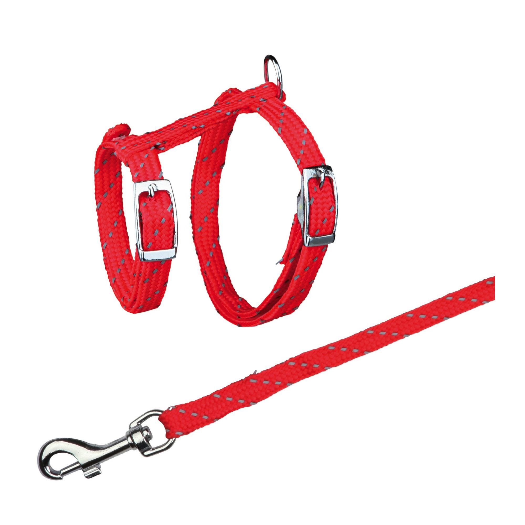 Поводок и шлея для кошек светоотражающие Trixie TX-4183 1,3 м Красный (4011905041834)