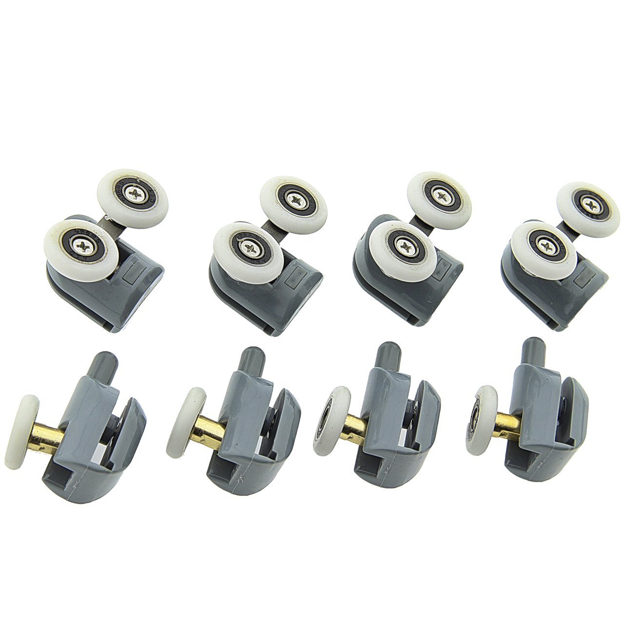 Комплект роликов для душевых кабин верхние двойные/нижние одинарные Серый (В43АС КОМ 28)