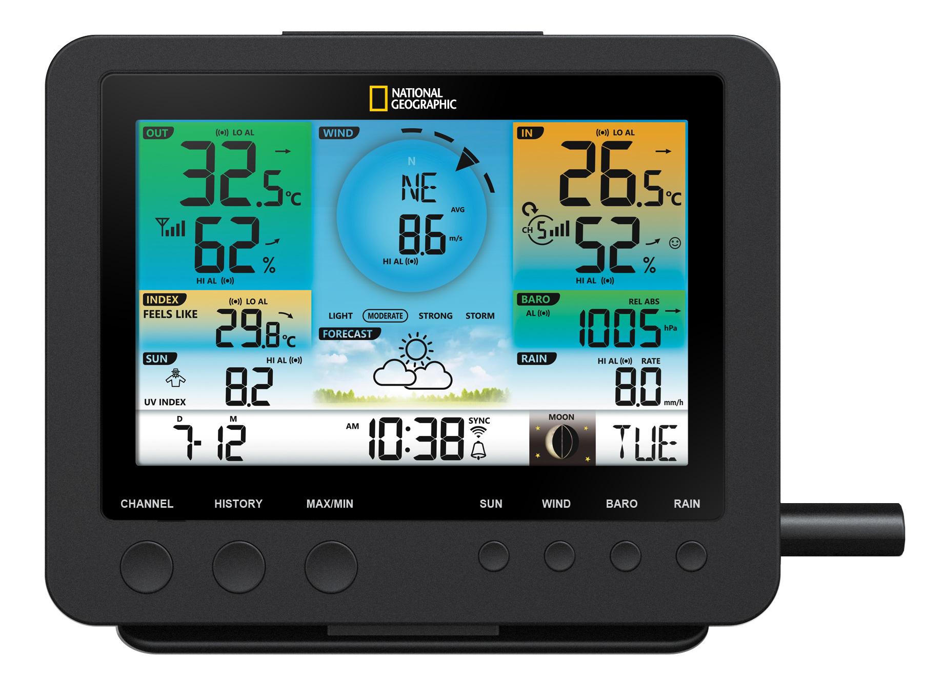 Метеостанция National Geographic WIFI Colour Weather Center 7in1 Sensor (9080600) - фото 3