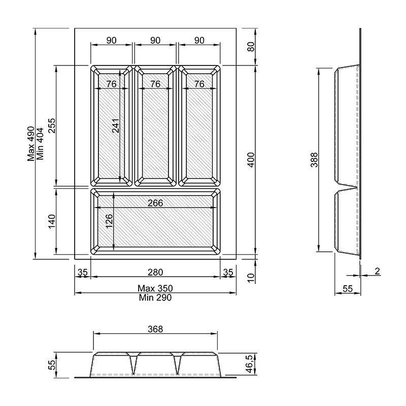Лоток для столових приладів Muller 40 см Білий матовий - фото 5 Лоток для столових приладів Muller 40 см Білий матовий - фото 5