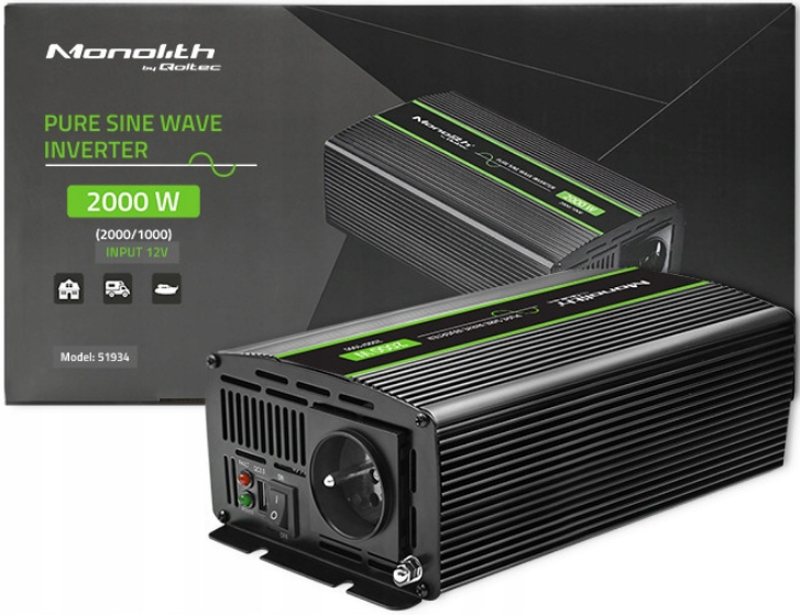 Інвертор 12230 Qoltec з чистою синусоїдою 2000 Вт (2328871045) - фото 6 Інвертор 12230 Qoltec з чистою синусоїдою 2000 Вт (2328871045) - фото 6